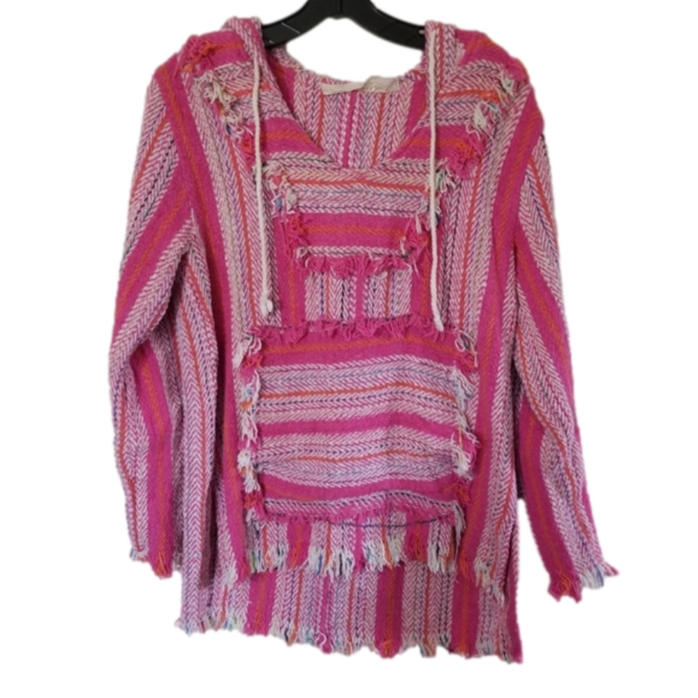 Jen's Pirate Booty Pink Striped Hooded Baja Sweater
